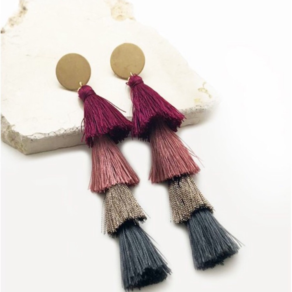 Tiered Tassel Drop Earrings